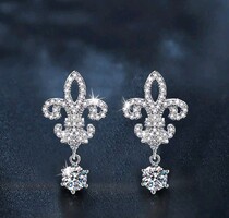 925 ezüst moissanite gyémánt fülbevaló