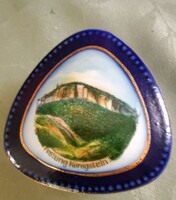 Porcelán gyűrűtartó, bonbonier Königstein erőd képével