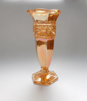 Vintage talpas lüszteres üvegváza (carnival glass) 21 cm