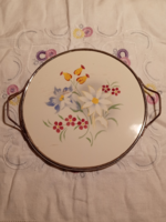 NÉMET FÉMKERETES TÁLCA PORCELÁN BETÉTTEL