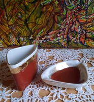 Hollóházi porcelán  hamutál + cigaretta tartó, vagy fokpiszkáló tartó, az ár a két darabra vonatkozi