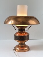 RETRO, RÉZ, PETROLEUM LÁMPA JELLEGŰ, ELEKTROMOS ASZTALI LÁMPA 32.5 CM