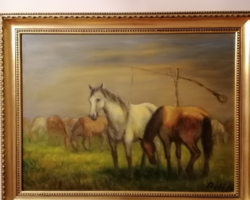 Réti Mátyás(1922-2002.):Delelő lovak