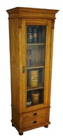 Ónémet könyves keskeny  tárolos vitrin, szekrény polcos tálaló