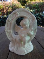 Angyalkás biszkvit porcelán gyertyatartó