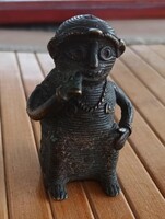 Afrikai törzsi bronz szobor - szerencsehozó bronz majom figura - talán füstölő