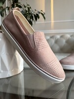 5 th Avenue 41- es valódi bőr cipő, púder rózsaszín sneaker, tornacipő, mokaszin