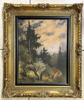 Sztelek Norbert (1884 - 1956):Erdélyi táj,pasztell-papír, kerettel 65 x 54 cm