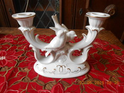 GDR porcelán gyertyartó madarakkal