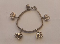 Ezüst  indiai  elefántos karkötő