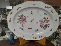 Ritka Ó-Herendi 1920-30,Lepkés Virágos Pecsenyés,Kínáló Tál.36 cm.