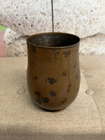 AFC Jelölésű Bronzírozott Fém Kaspó Domború Levél Mintával A82