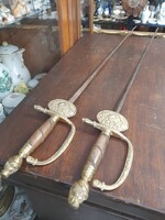 Spanyol Tőrkard Replika,Acél Pengés,Réz-Fa Markolatú,Tőr,Kard Pár.100 cm.
