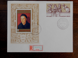 Ajánlot ragjegyes FDC 1971. Festmények (X.) - Albrecht Dürer (II.)  blokkal
