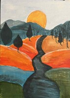 Naiv Art - Naplemente, akril