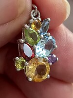 Valodi Kek Topaz Citrin Granat Peridot 925 Ezust Medal