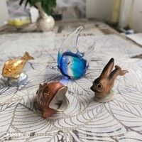 Retro porcelán, kerámia, üveg  figura, hal csomagban  eladó!