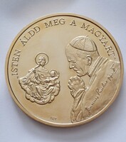 Ritka! Csak 2000 db   Bognár György  II. János Pál Pápa Látogatása Magyarországon emlékérem  6,5 cm