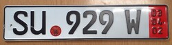 Német rendszám rendszámtábla SU 929 W Németország 2.