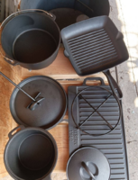 Minőségi Holland Új Grill 7db os szett öntöttvas edény készlet serpenyő lábos rostlap