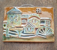 TATA kerámia falikép  , szép színárnyalatokkal  18 x 26 cm