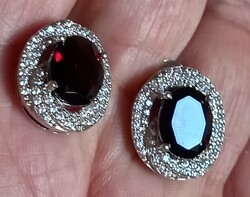 Valodi 10x8mm  Granat 925 Ezust Fulbevalo