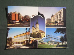 Képeslap,Zalaegerszeg,mozaik,színház,Göcsej áruház,templom,utca látkép,részlet, 1988-