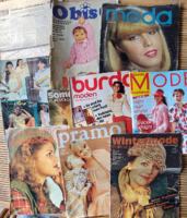 9 db divat újság, Burda,Pramo,Mode,Wintermode,Sommermode- szabásminta mellékletekkel/80-as évek