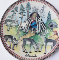 Arabia fali tál - Lappföldi életkép - Andres Alariesto rajza - 23 cm