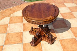 Ónémet, antik faragott tölgyfa asztal