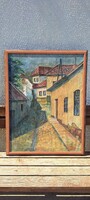 Eladó festmény – Esztergom utcarészlet, 86x64, feloldatlan szignóval