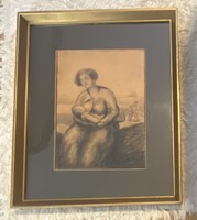 Cserepes István - grafika - üvegezett keretben, paszpartuval