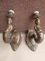 NAGYMÉRETŰ BRONZ KERUB FALIKAR PÁRBAN