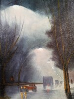 HALÁSZ SZABÓ SÁNDOR /1930-1996/ - AUTÓK AZ ÉJSZAKAI ANDRÁSSY ÚTON