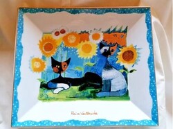 Goebel Rosina Wachtmeister porcelán tálca nagy méretű 36,5 cm x 31,5 cm