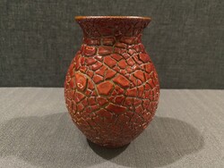 ZSOLNAY REPESZTETT ÖKÖRVÉR MÁZAS  EOZIN VÁZA !!! HIBÁTLAN!!!!!  13,7 cm!!!!
