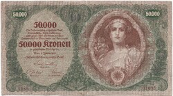 50000 korona kronen 1922 Ausztria Eredeti állapot 5 jegyű sorszám