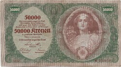 50000 korona kronen 1922 Ausztria Eredeti állapot 6 jegyű csillagos sorszám 2.