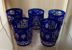5db-os VINTAGE MARSALA BLUE OLD FASHIONED kristály pohár készlet eladó.