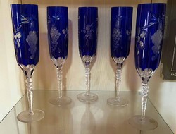 5 db-os VINTAGE MARSALA CHAMPAGNE FLUTE kristály pohár készlet eladó.