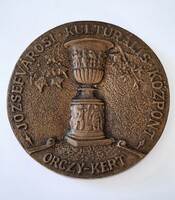 Józsefvárosi Kulturális Központ Orczy Kert bronz emlék plakett  9,8 cm