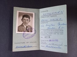 Régi angol személyi igazolvány 1955-ből - Identity Card Passport Office London