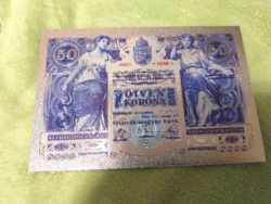 50 Korona 1902 Ezüstözött Plasztik Replika (RITKA) Osztrák-Magyar Bank