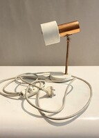 RETRO SZARVASI ASZTALI LÁMPA, FEHÉR TALPÚ, FEHÉR FÉM BÚRÁVAL