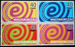 S4726a-dn /  2004  e-Európa bélyegsor postatiszta négyestömb tépésvariáció