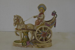 GDR német barokk lovas hintó porcelán figura A205