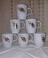 6 db Alföldi bögre barna rózsás dekorral, ritka,  retró