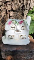 Angol porcelán rózsás házikó vitrindísz finomporcelán csontporcelán
