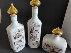 Nagyon szép régi szovjet Porcelán 3 db Italos Palack