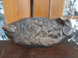 Régi Tömör Bronz,Réz Levélnehezék,Asztalközép.21.5 cm.